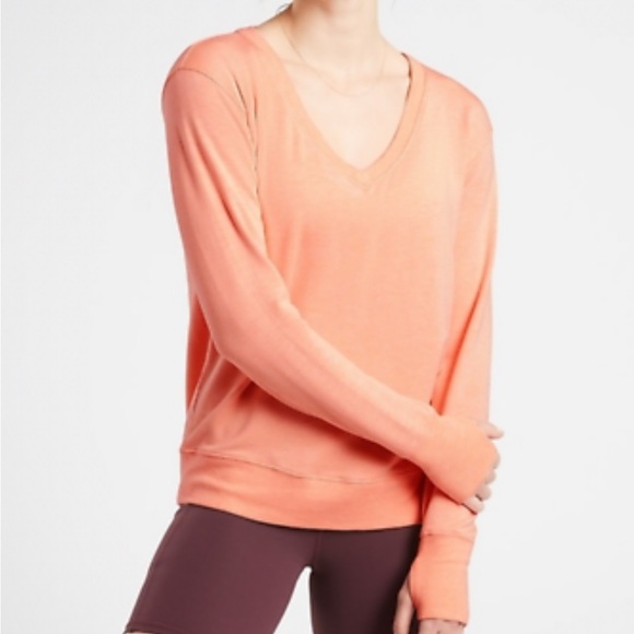 Athleta Tops - Athleta Sunrise V-Neck Sweatshirt Top - Peach